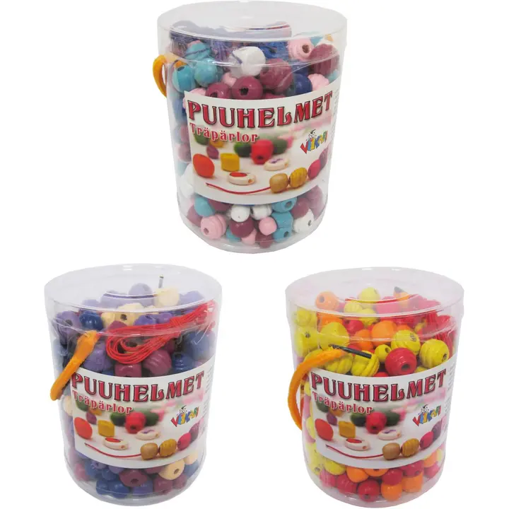 Puuhelmet ämpärissä, erilaisia