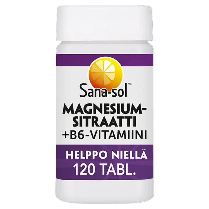 Sana-sol Magnesiumsitraatti + B6 vitamiinitabletti ravintolisä 120tabl