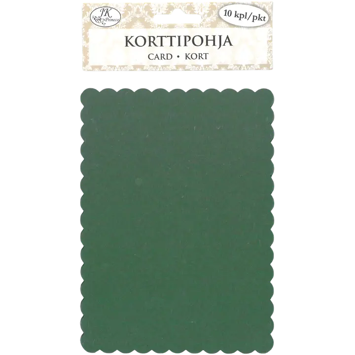 J.K. Primeco korttipohja Aaltoreuna tummanvihreä 10kpl