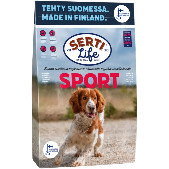 KOTIMAINEN SertiLife Sport, täysravinto aikuisille koirille 4 kg
