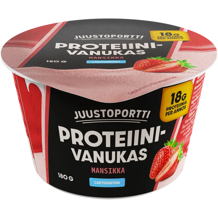 Juustoportti proteiinivanukas 180 g mansikka laktoositon