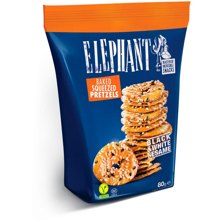 Elephant paahdetut pretzelit seesaminsiemenet veganinen 80g