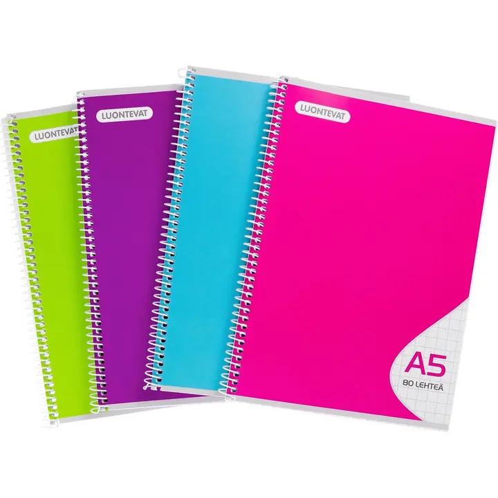 Luontevat Color kierrevihko A5 7x7mm ruudutus 80 lehteä