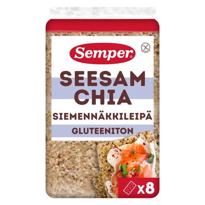 Semper Gluteeniton Siemennäkkileipä seesami kaura ja chiansiemen 170g
