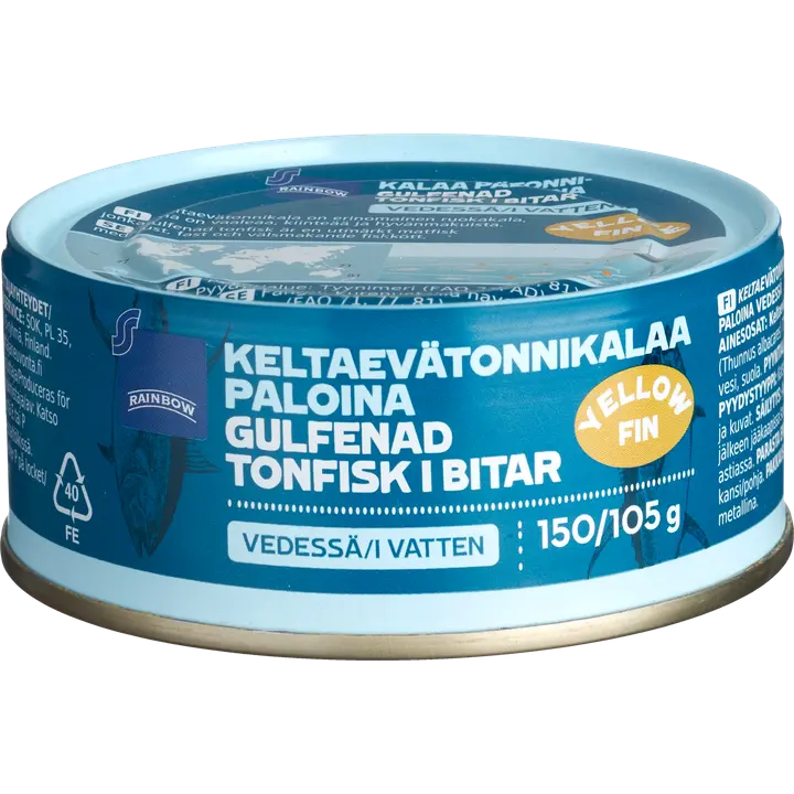 Rainbow 150/105g keltaevätonnikalaa vedessä