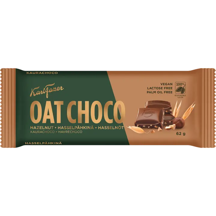 Karl Fazer Kaura Choco hasselpähkinä kaura-kaakaolevy 62g