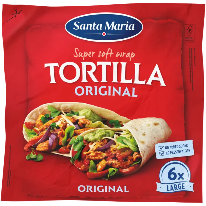 Santa Maria Tortilla Original Large vehnätortilla 6 kpl 371 g