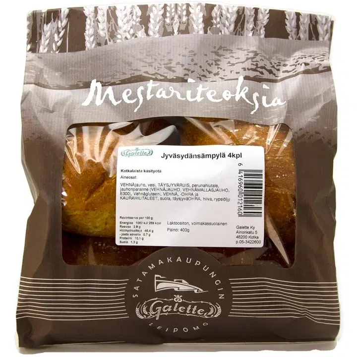 Galette 400g Jyväsydänsämpylä 4 kpl moniviljasämpylä