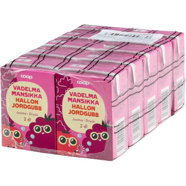 10 x Coop vadelma-mansikka juoma 2dl