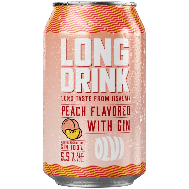OLVI Long drink Peach with gin 5,5 % 0,33 l tlk