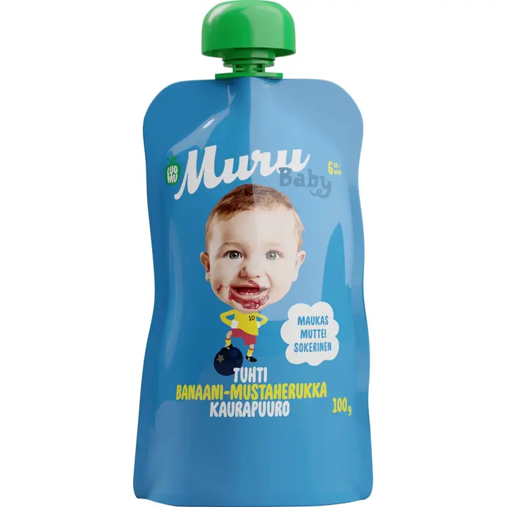 Muru Baby Luomukaurapuuro, banaani ja mustaherukka, alkaen 6 kk, 100 g