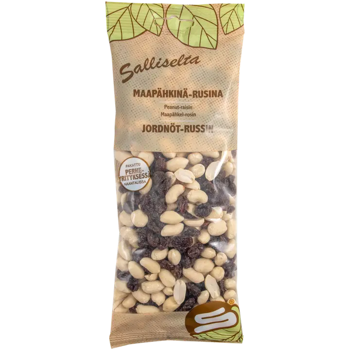 Salliselta kuorittu maapähkinä-rusina 250g