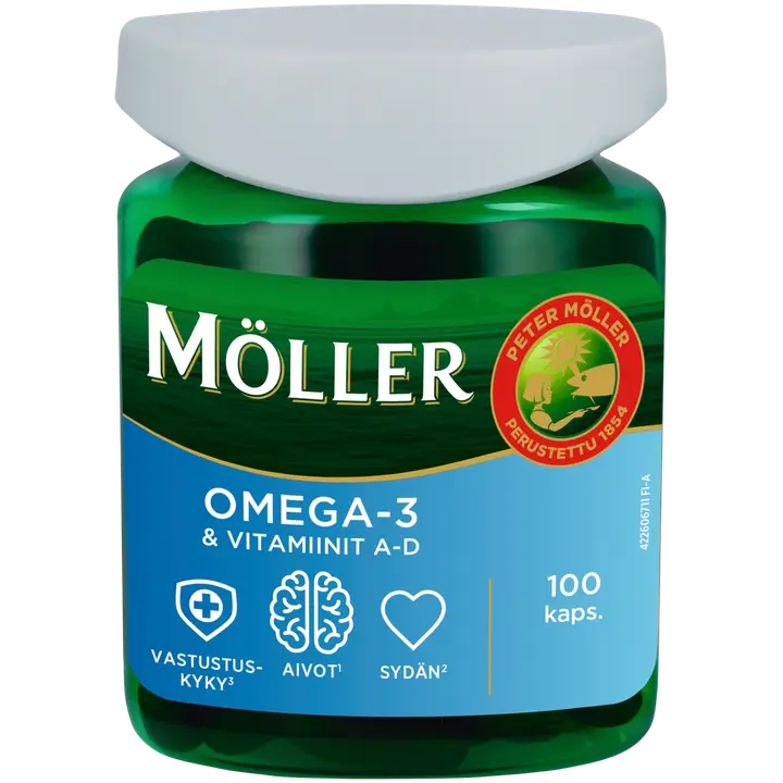 Möller Omega-3-kapseli & vitamiinit A-D 90g/100kaps