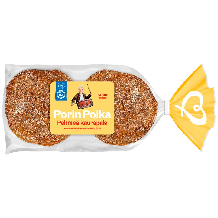 Porin Leipä Porin Poika Pehmeä kaurapala 6kpl/420g