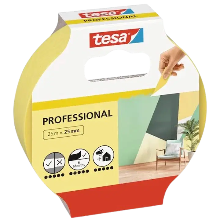 Tesa maalriteipp professional 25m x 25mm kollane