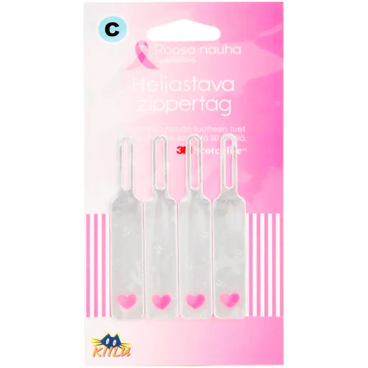 Kiilu C vetoketjuvedin Roosa nauha sydän