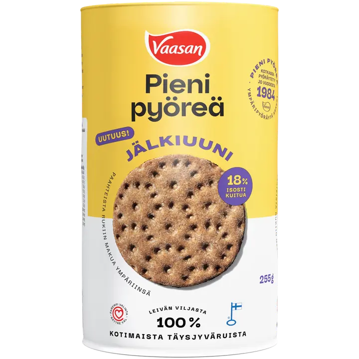 VAASAN PIENI PYÖREÄ Jälkiuuni 255g täysjyväruisnäkkileipä