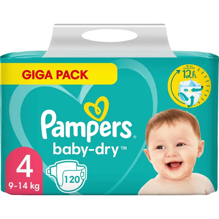 Pampers 120kpl BabyDry S4 9-14kg vaippa