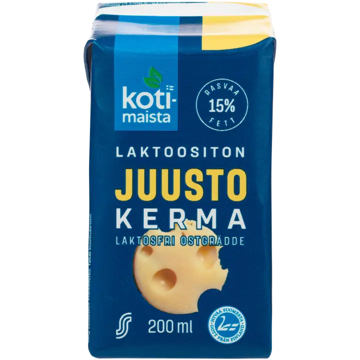 Kotimaista laktoositon juustokerma 15 % 2 dl UHT