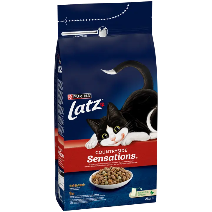 Latz 2kg Countryside Sensations Nautaa, Kanaa ja makuna Kasviksia kissanruoka