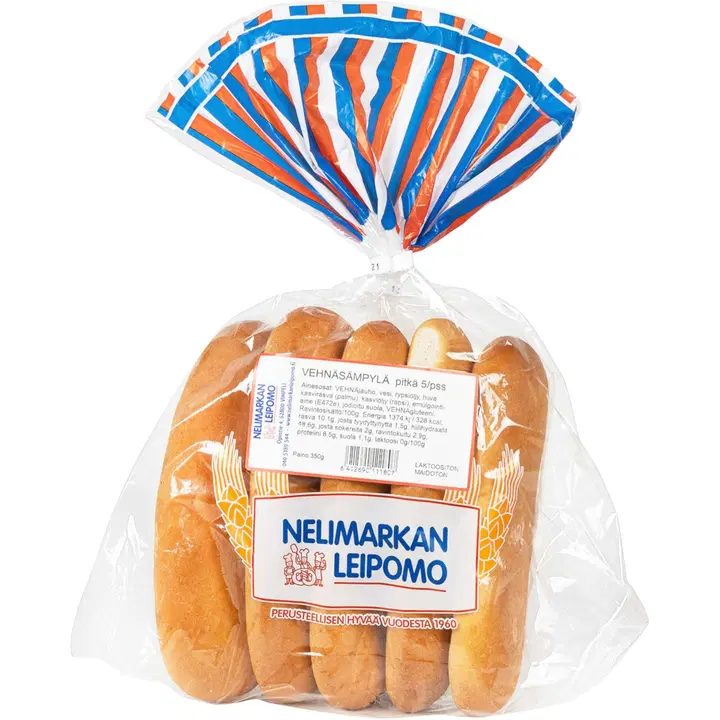 Vehnäsämpylä pitkä 5/pss 350g Nelimarkan Leipomo