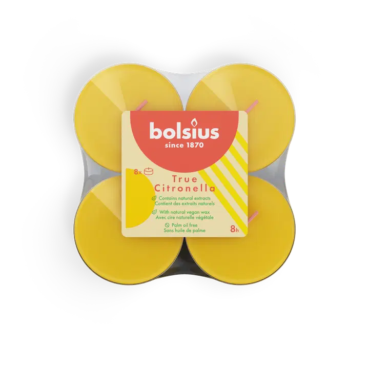 Bolsius tuoksukynttilä maxilights 8hr pack8 citronella
