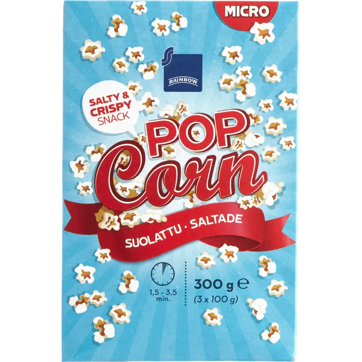 Rainbow suolattu mikropopcorn 3X100g