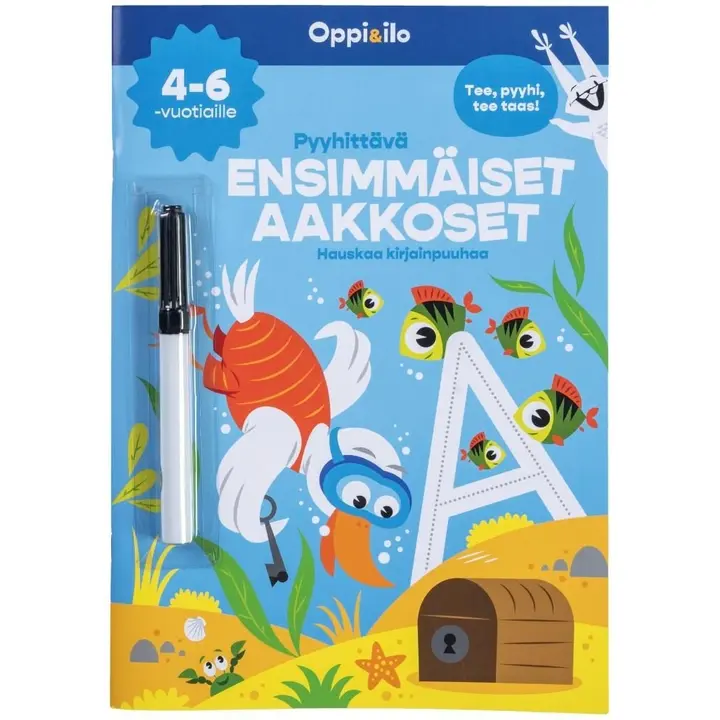 Pyyhittävä Ensimmäiset aakkoset -puuhakirja 4-6 v - Hauskaa kirjainpuuhaa!