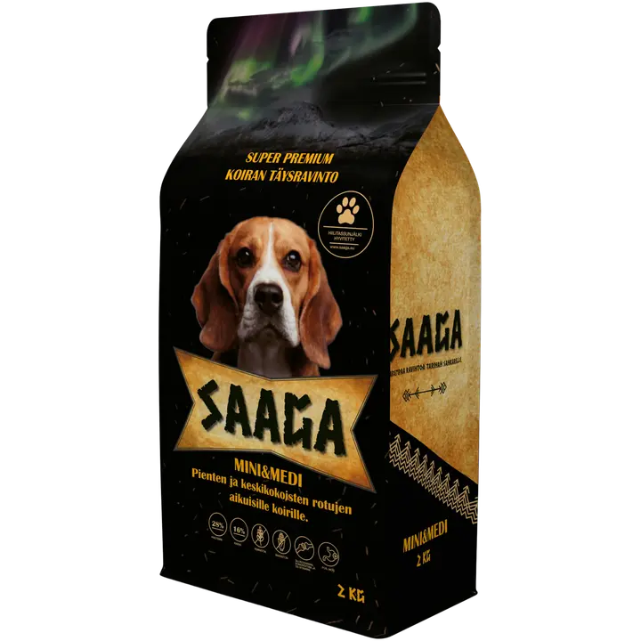 Saaga Mini & Medi täysravinto pienten ja keskikokoisten rotujen aikuisille koirille 2kg