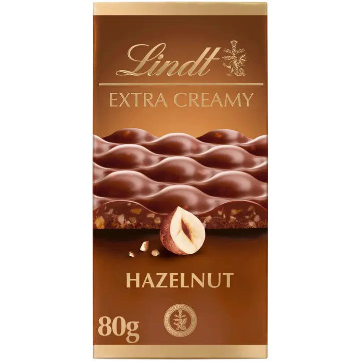 Lindt Extra Creamy piimašokolaad sarapuupähklitega 80g