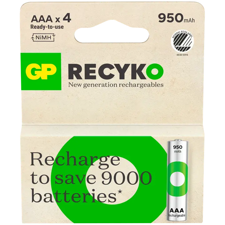 GP recyko ladattava aaa 950mah nimh akku 4kpl