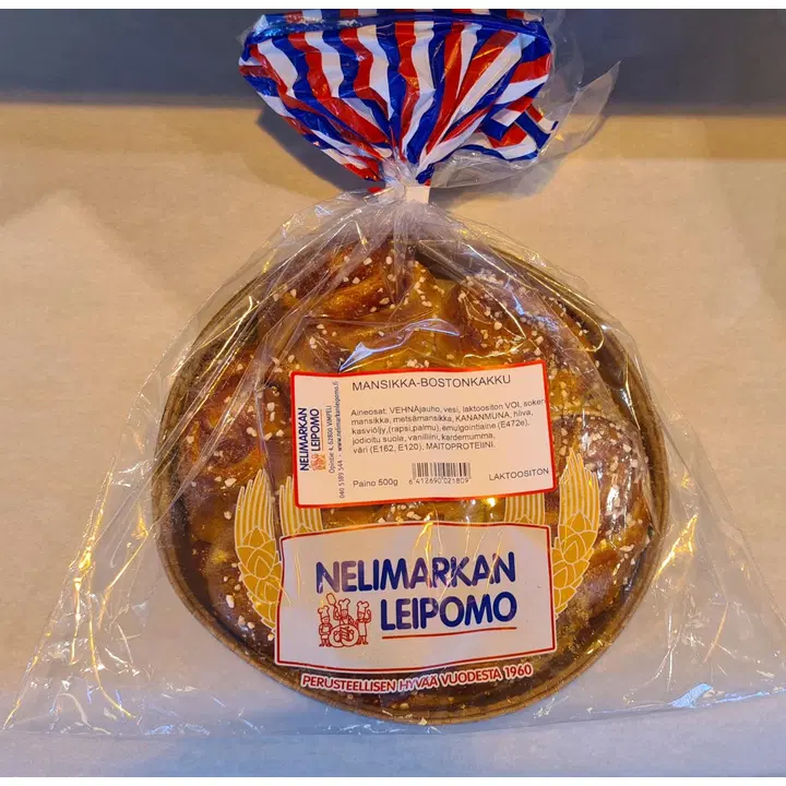 Mansikka-Bostonkakku 500g Nelimarkan Leipomo