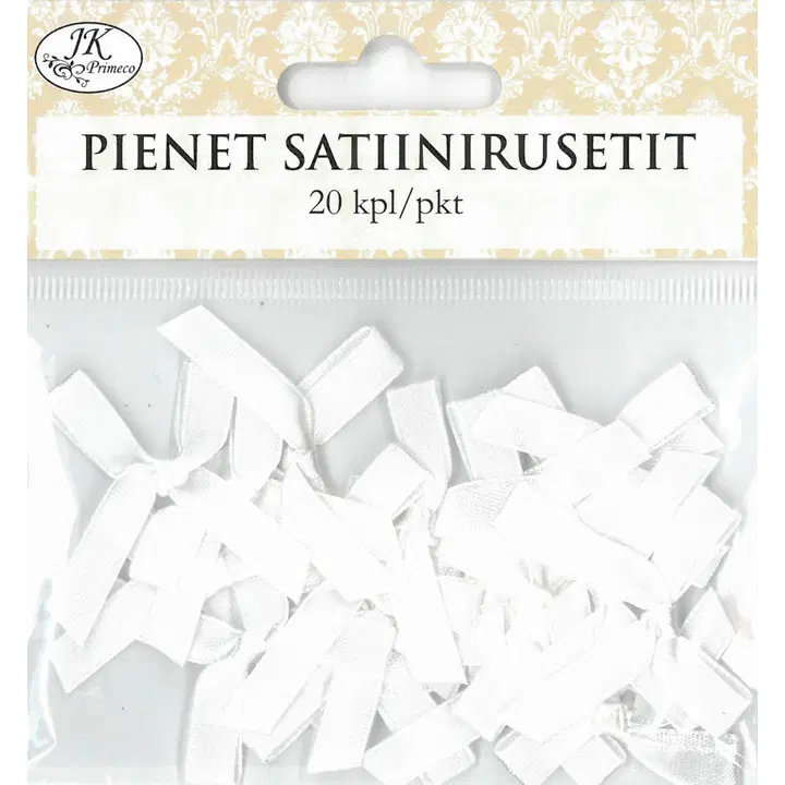 J.K. Primeco satiinirusetit pieni valkoinen 20kpl/pkt