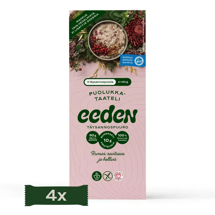 Eeden Täysannospuuro Puolukka-Taateli 4x60 g