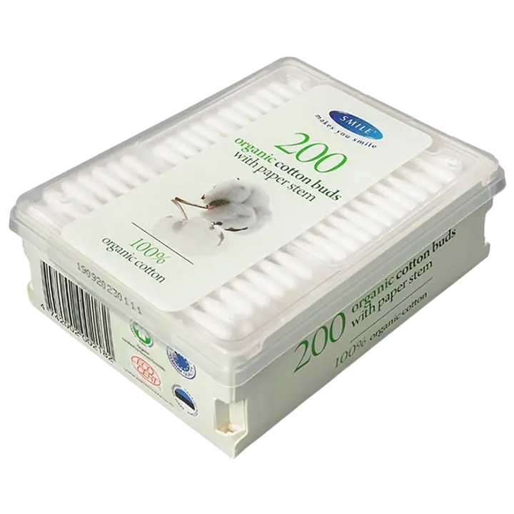 Smile vatitikud orgaanilised paberist 200tk karp