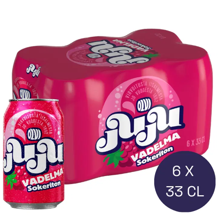 6xOLVI Juju Hallon Sockerfri 0,33 l burk