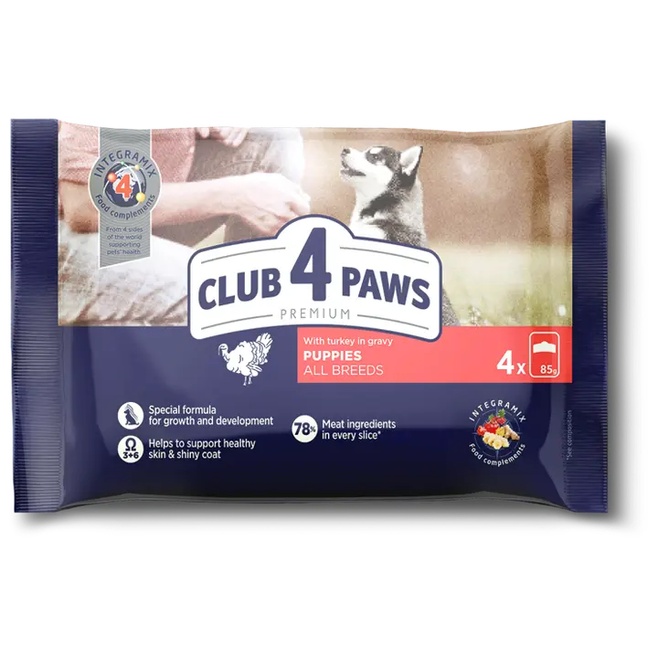 Club4Paws Premium konserv koertele kalkunilihaga kastmes 4*0,85g