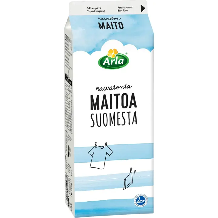 Arla 1,5 L rasvaton maito Suomesta