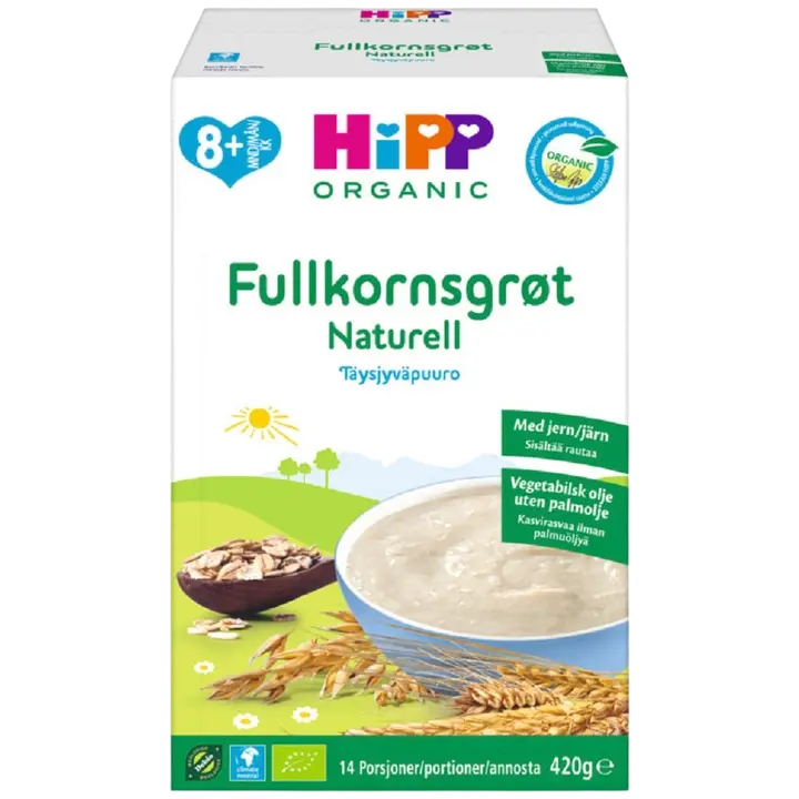 HiPP Luomu Täysjyväpuuro maustamaton 8kk 420g, 14 annosta