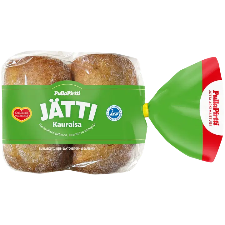 Pulla-Pirtti Jätti kauraisa 4/360g laktoositon vehnä-kaurasämpylä
