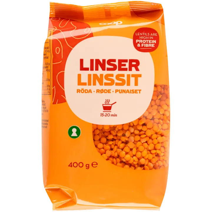 Coop punaiset linssit 400 g