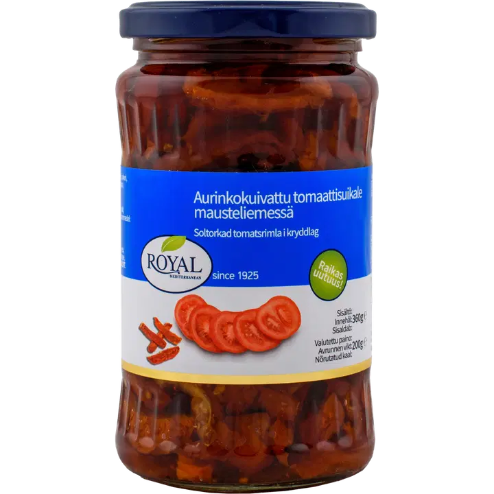 Royal aurinkokuivattu tomaattisuikale mausteliemessä 360/200g