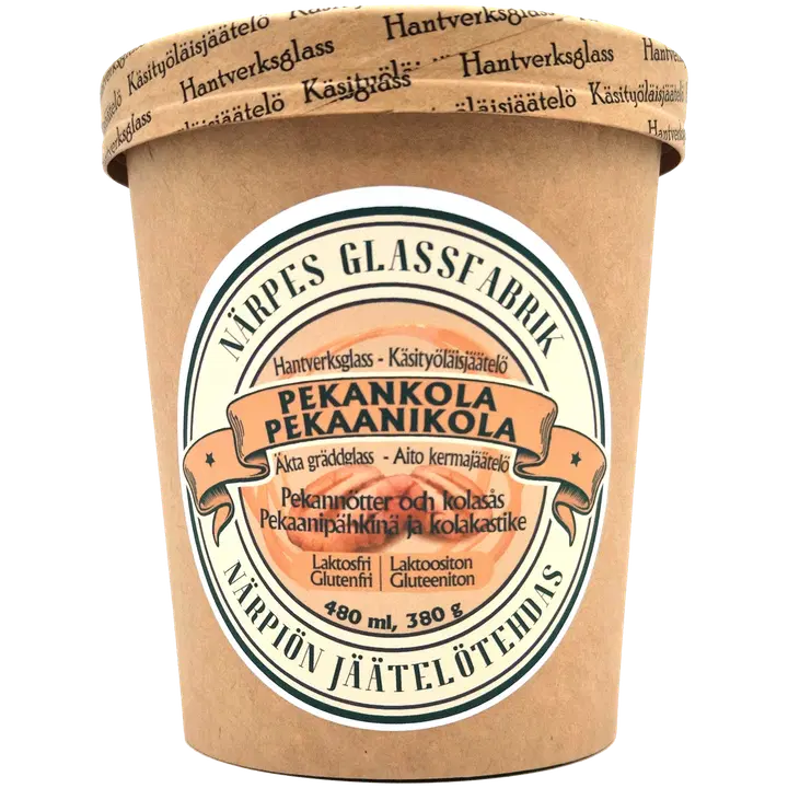 Närpes Glassfabrik jäätelötehdas pekaanikolakermajäätelö laktoositon 480 ml 380 g