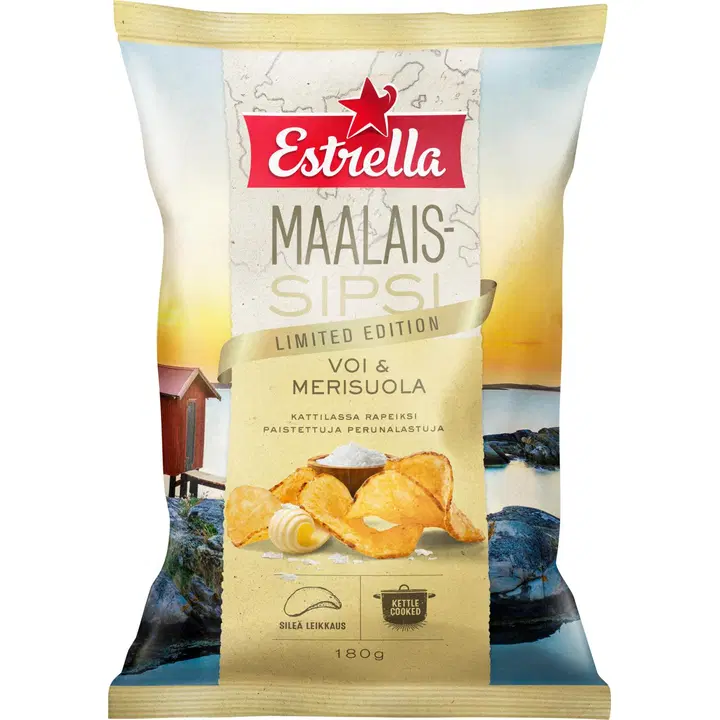 Estrella Maalaissipsi voi & merisuola 180g