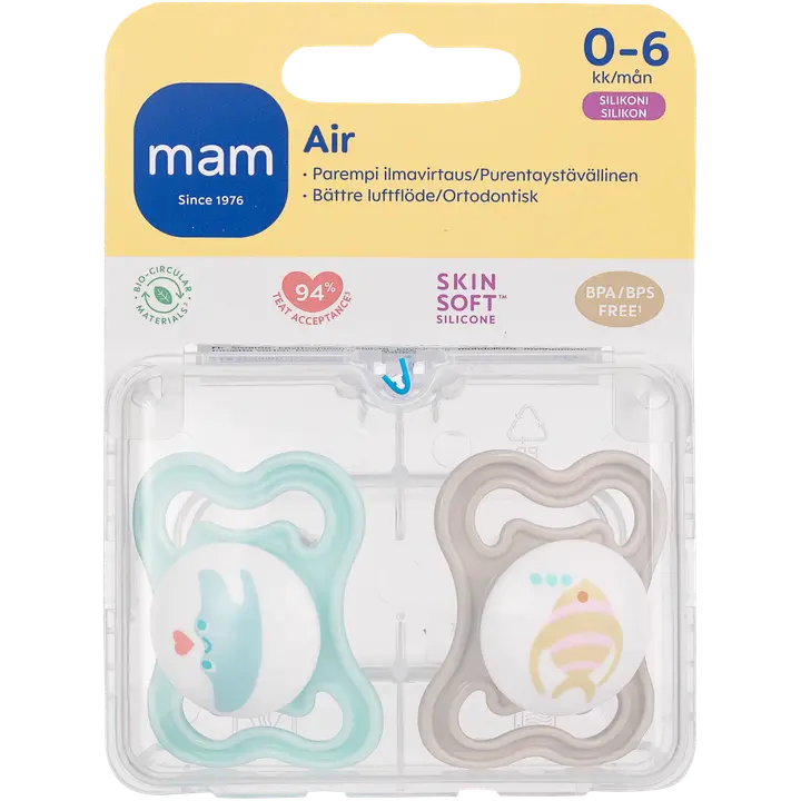 MAM Air tutti 2kpl, silikoni 0-6 kk