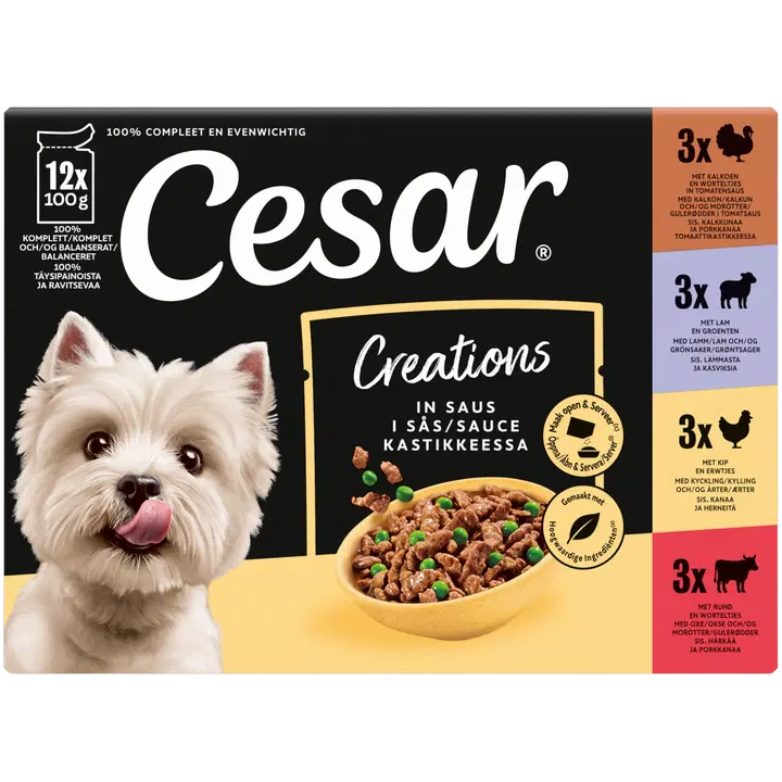 CESAR 12x100g annospussilajitelma kastikkeessa