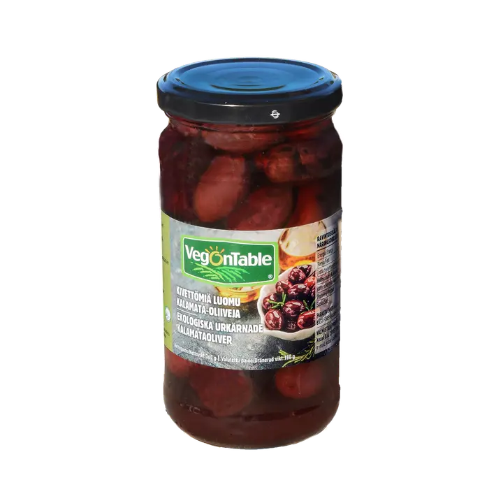 Vegontable Kivettömiä luomu Kalamata oliiveja 360 g / 180 g