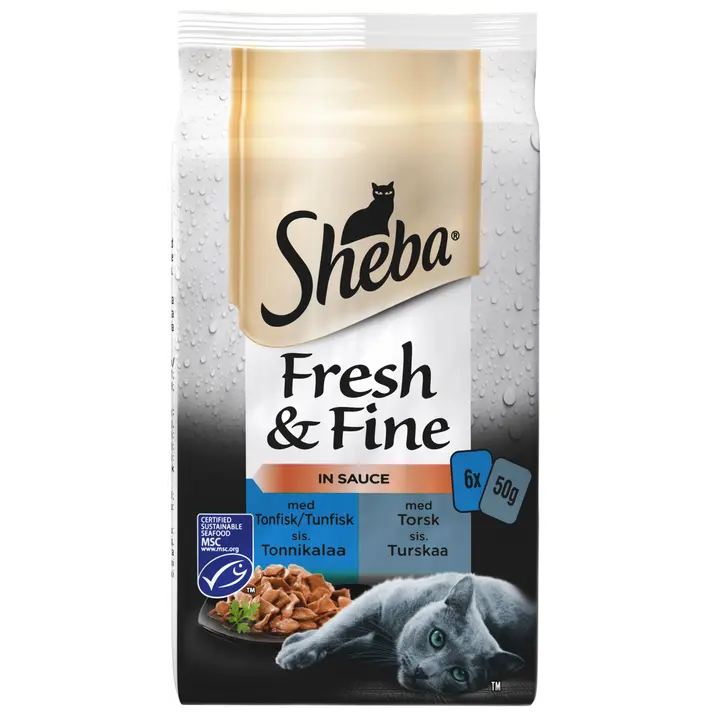 SHEBA Täissööt kassidele Fresh&Fine kala kastmes 6x50g