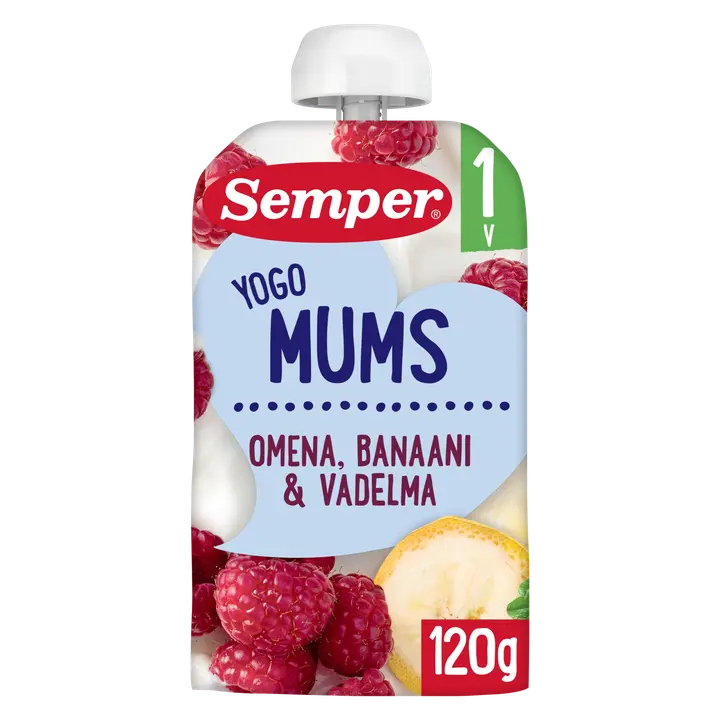 Semper Yogomums Omena Banaani Vadelma 12kk jogurtti hedelmäsose 120g