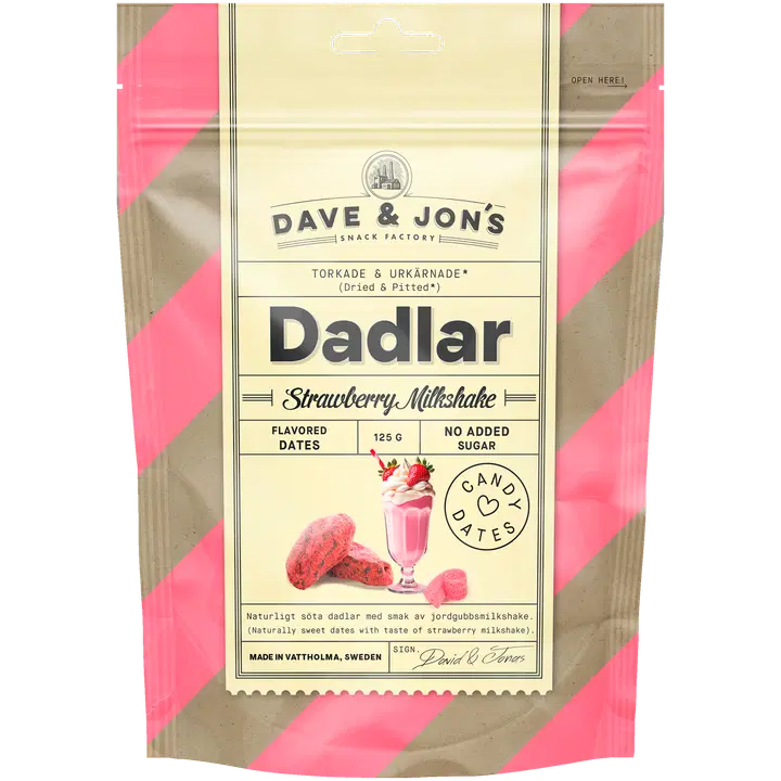 Dave&Jons taatelit mansikkapirtelö 125 g